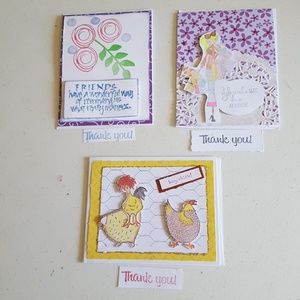 Set of 3 Handmade Thank You Cards